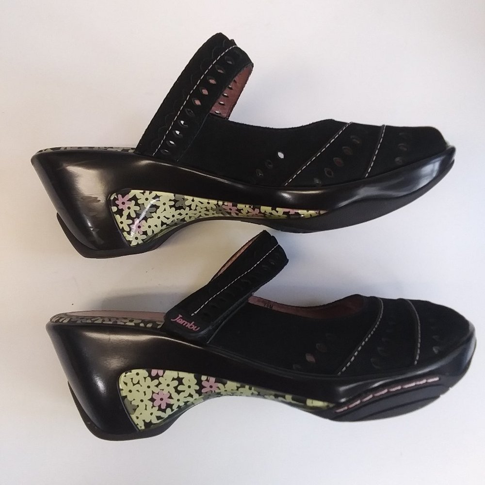 Jambu Touring Peep Toe Wedge Slip On Clogs Mules - Picture 9 of 15